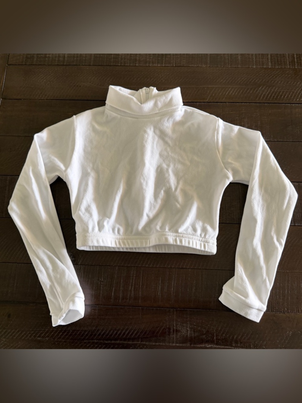Girls' Chasse Cheerleading Shell. White Long-Sleeve Crop - Turtleneck